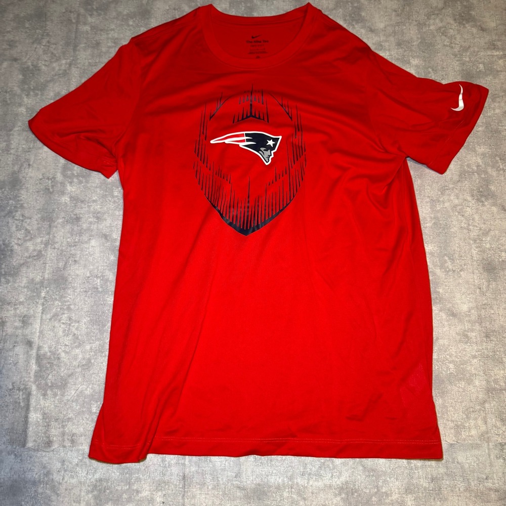 Nike New England Patriots Dri-FIT Red Graphic T-Shirt Mens Large NFL Football